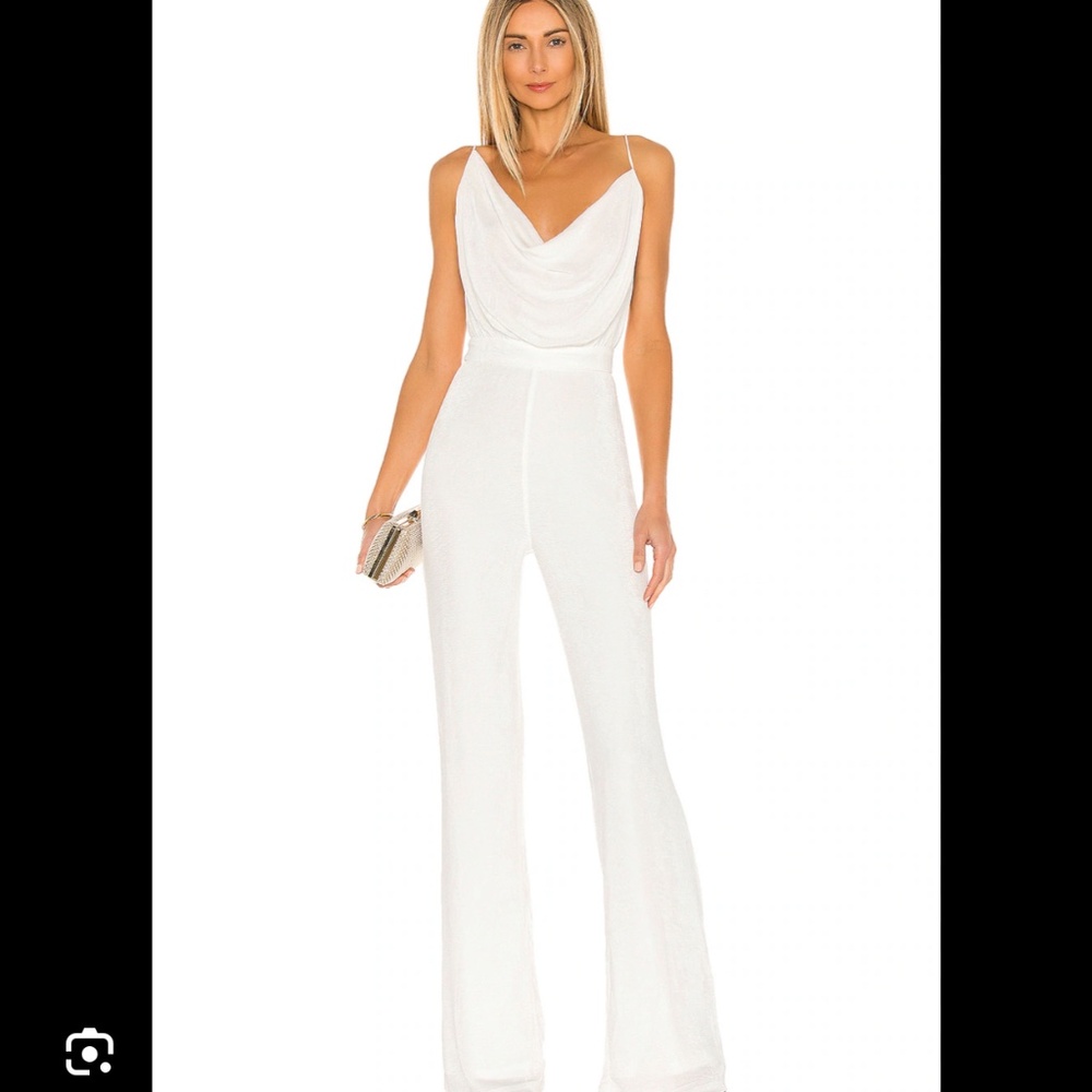 Misha Moyra Pantsuit Cowl Neck Jumpsuit Ivory Size 8 - Picture 1 of 13